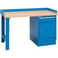Lista International Industrial Workbench w/Leg, 1 Drawer Cabinet w/Shelf, Butcher Block Top - Blue XSWB30-60BT/BB